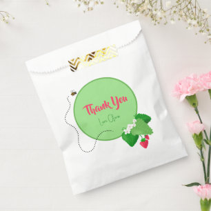 Sweet Strawberry Bee Mint Green 1st Birthday Girl  Favour Bags