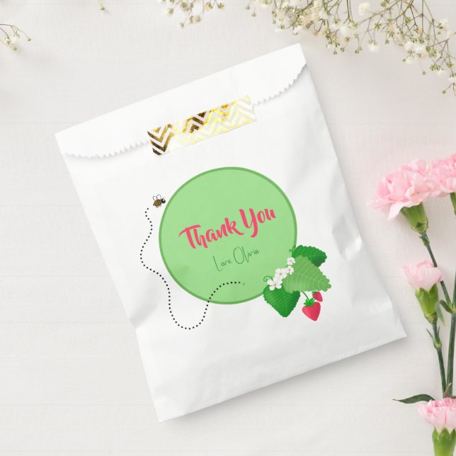 Sweet Strawberry Bee Mint Green 1st Birthday Girl  Favour Bags (Sealed)