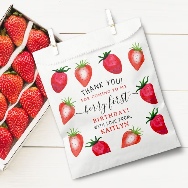 Sweet Strawberry Berry First 1st Birthday Favour Bags (Creator Uploaded)