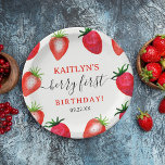Sweet Strawberry Berry First 1st Birthday Paper Plate<br><div class="desc">Celebrate in style with these trendy 1st birthday paper plates. The design is easy to personalise with your own wording and your family and friends will be thrilled when they see these fabulous party plates. Matching items can be found in the collection.</div>