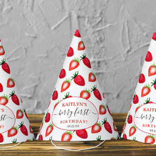 Sweet Strawberry Berry First 1st Birthday Party Hat