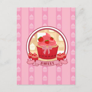 Sweet Strawberry Cupcake Postcard