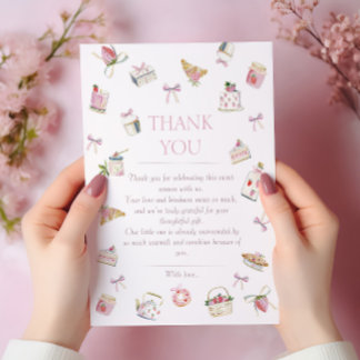 Sweet Strawberry Dessert Baby Shower Watercolor  Thank You Card