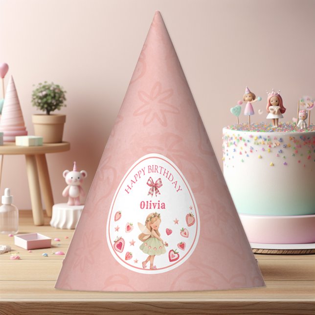 Sweet Strawberry Fairy Girl Pink Party Hat (Creator Uploaded)