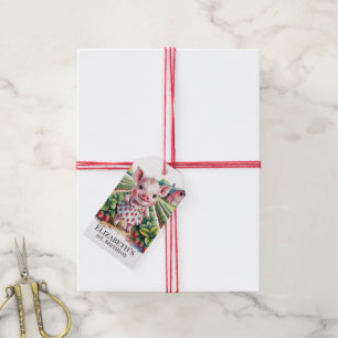 Sweet Strawberry Farm Pig Girl 1st. Birthday Party Gift Tags