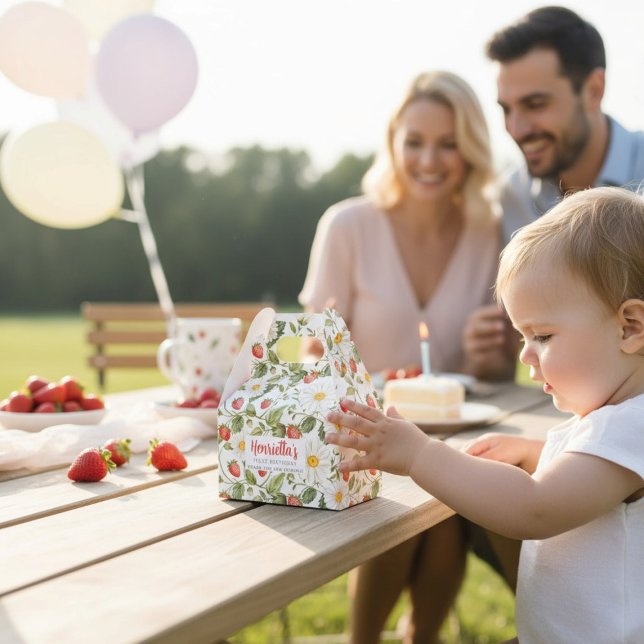 Sweet Strawberry First Birthday Favor Box (Creator Uploaded)