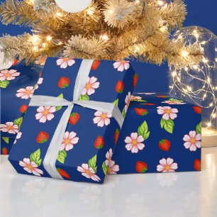 Sweet Strawberry Floral Wrapping Paper
