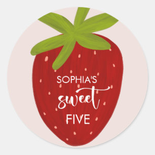 Sweet strawberry kids birthday classic round sticker