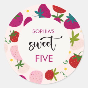Sweet strawberry kids birthday classic round sticker