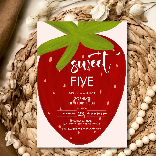 Sweet strawberry kids birthday invitation (Creator Uploaded)