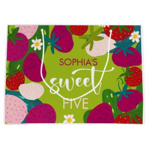Sweet strawberry kids birthday large gift bag