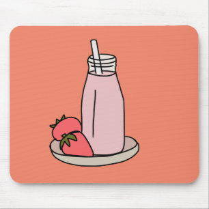Sweet strawberry milkshake cute pink mouse pad