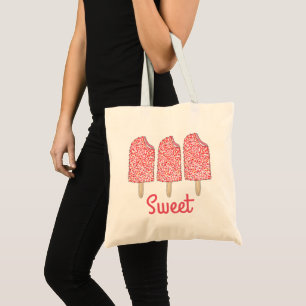 Sweet Strawberry Pink Eclair Ice Cream Popsicle Tote Bag