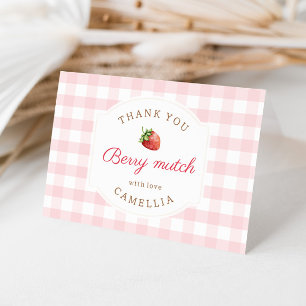  Sweet Strawberry Pink Gingham Thank You