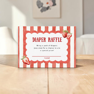 Sweet Strawberry Stripes Baby Shower Diaper Raffle Enclosure Card
