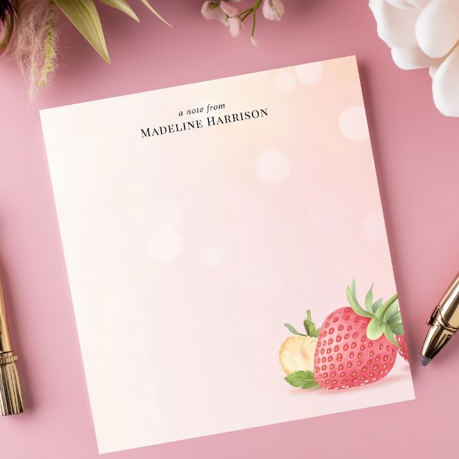 Sweet Strawberry Summer Fruit Personalised Name Notepad (Creator Uploaded)