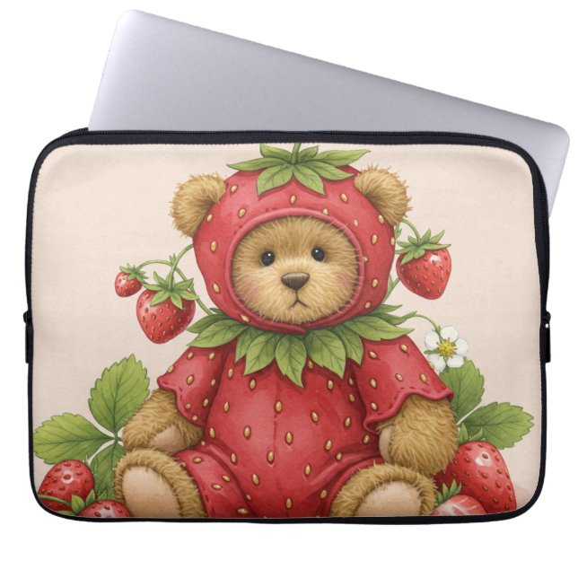  Sweet Strawberry Teddy Bear by Natasha Us   Laptop Sleeve (Front)