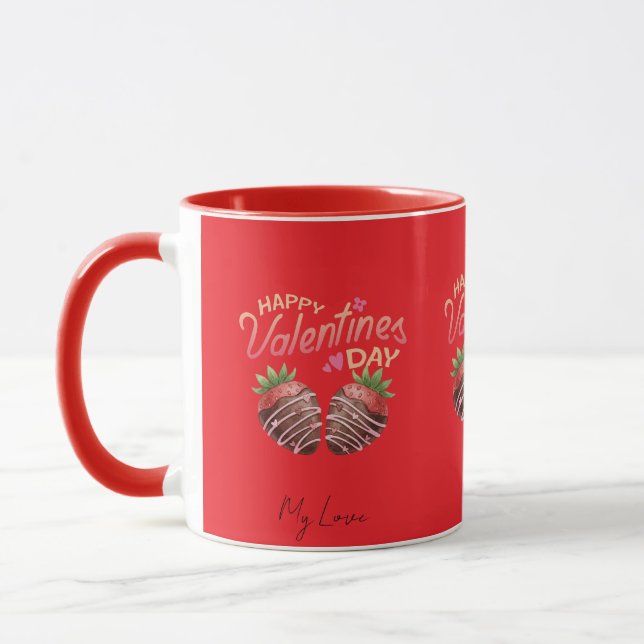 Sweet Strawberry Valentine's Day Personalized Coff Mug (Left)