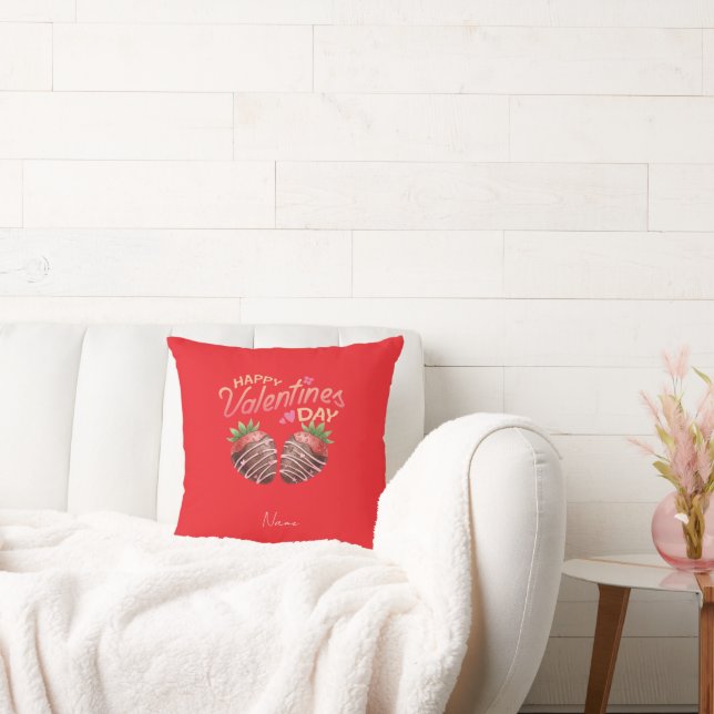 Sweet Strawberry Valentine's Day Personalized  Cushion (Couch)