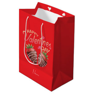 Sweet Strawberry Valentine's Day Personalized  Medium Gift Bag