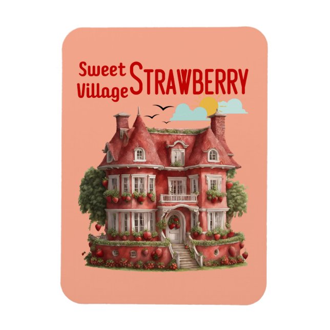 Sweet Strawberry Village Magnet (Vertical)