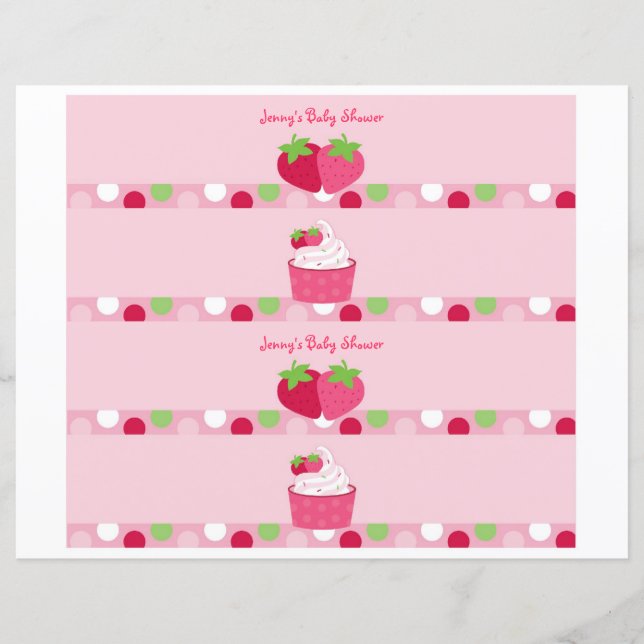 Sweet Strawberry Water Bottle Labels (Front)