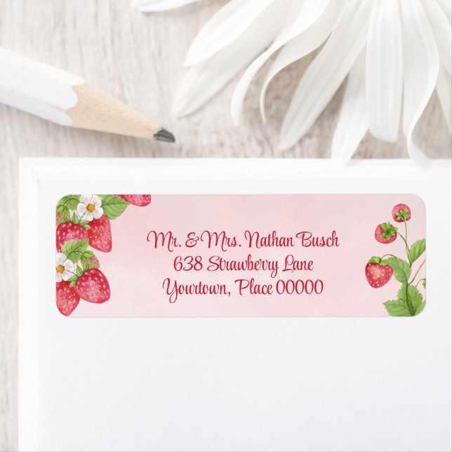 Sweet Strawberry Watercolor Baby Shower Address (Insitu)