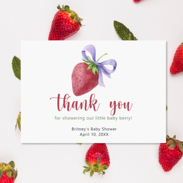Sweet strawberry with a bow - thank you card (Creator Uploaded)