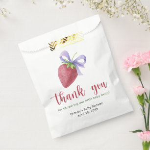 Sweet strawberry with a bow - thank you favour bags