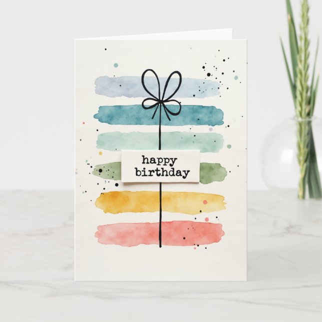 Sweet Striped Birthday Card (Front)
