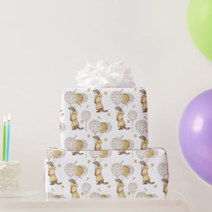 Sweet Striped Robe Weasel, Sparkle Balloons Wrapping Paper