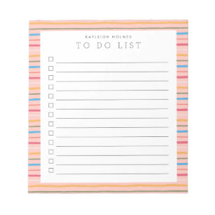Sweet Stripes Custom To Do List Notepad