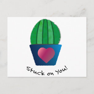 Sweet Stuck On You Cactus Holiday Postcard