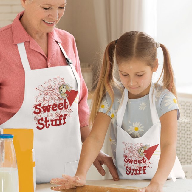 Sweet Stuff Anime Girl with Heart Wand Kids Apron (Creator Uploaded)