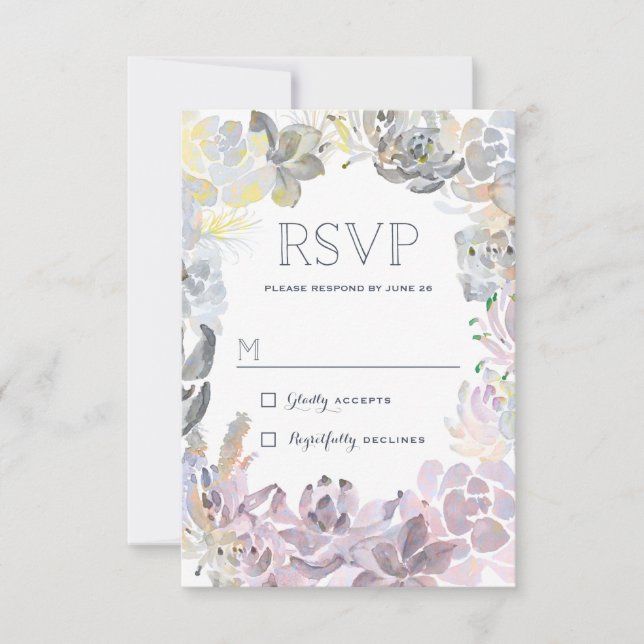 Sweet Succulents Wedding RSVP Card (Front)