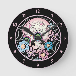 Sweet Sugar Skull Round Clock