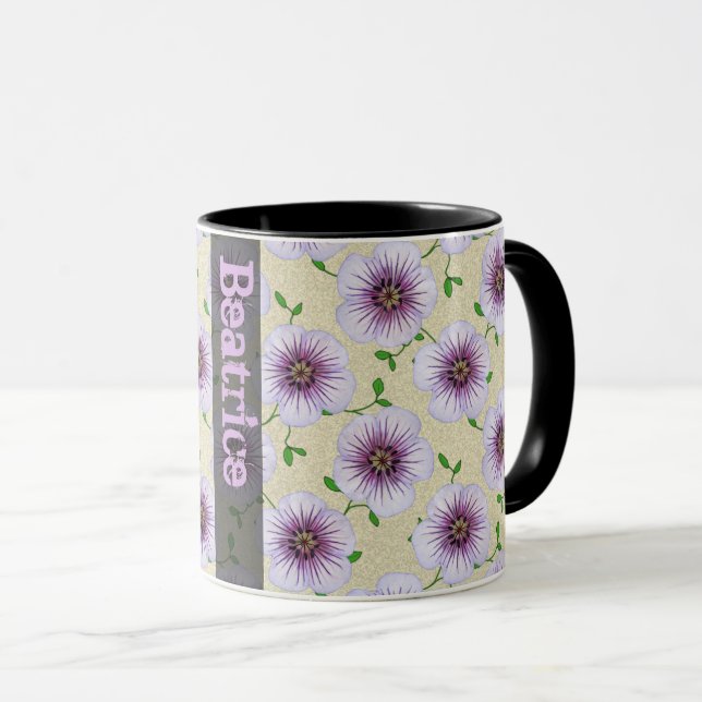 Sweet Summer Botanical Blue Flower with Name Mug (Front Right)