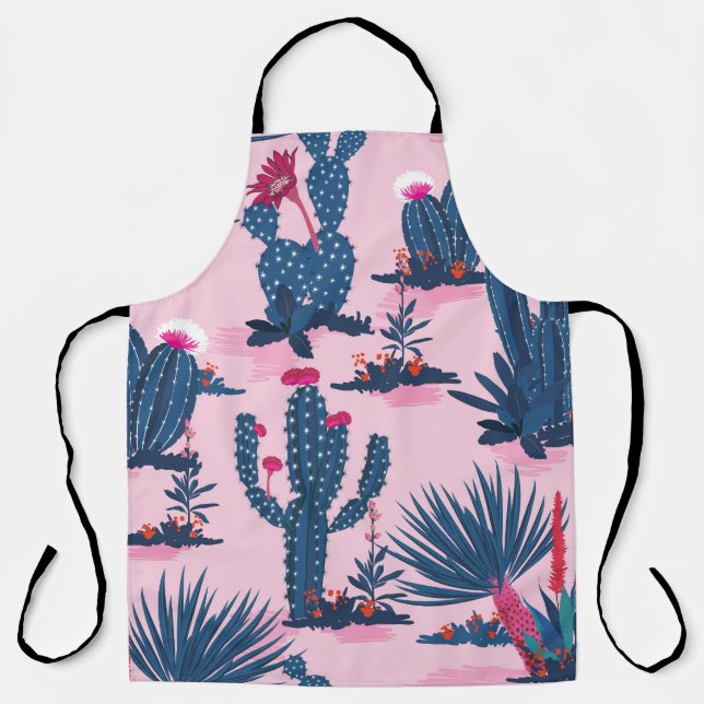 Sweet Summer Cactus Blooming Pattern Apron (Front)