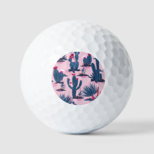 Sweet Summer Cactus Blooming Pattern Golf Balls