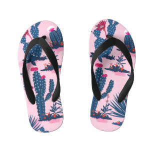 Sweet Summer Cactus Blooming Pattern Kid's Jandals
