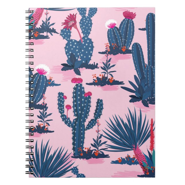 Sweet Summer Cactus Blooming Pattern Notebook (Front)