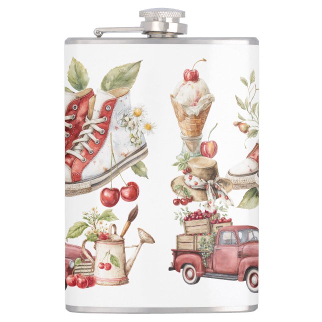 Sweet Summer Cherries Hip Flask (Front)