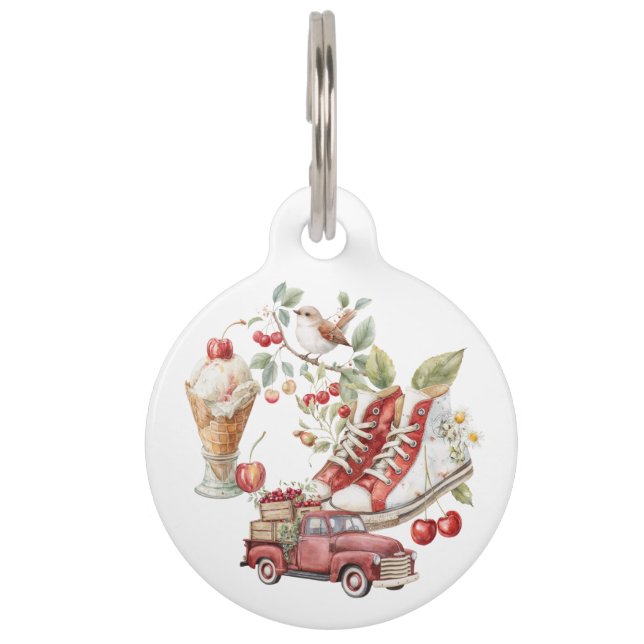 Sweet Summer Cherries Pet Tag (Front)