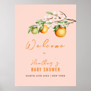 Sweet Summer Citrus Orange Baby Shower Welcome  Poster