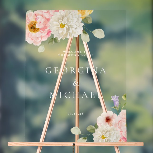 Sweet Summer Garden Wedding Acrylic Sign (Neutral)