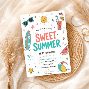 Sweet Summer Party Tropical hand-drawn baby shower Invitation