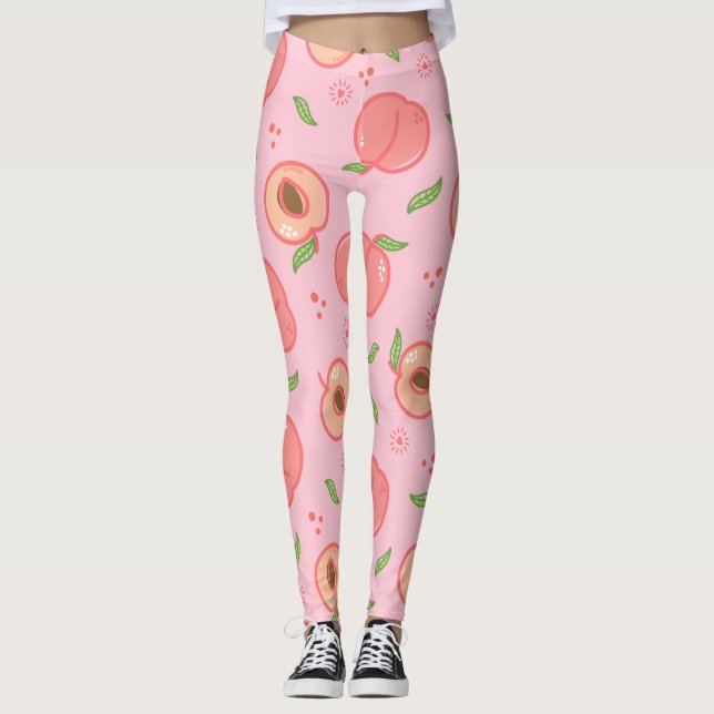 Sweet Summer Peach Pattern Large  Leggings (Front)