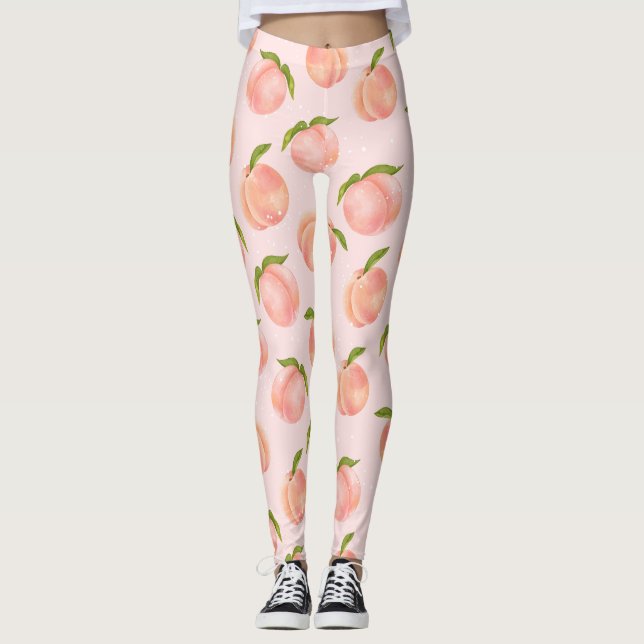 Sweet Summer Peach Pattern Large  Leggings (Front)