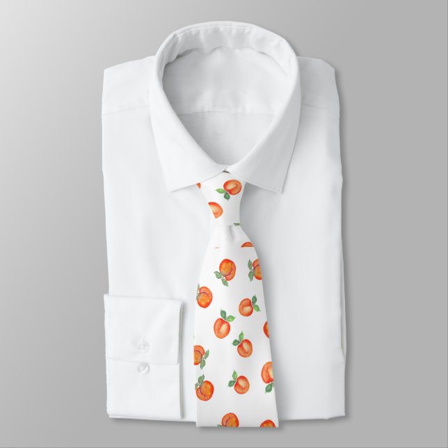 Sweet Summer Peach Pattern Large  Tie (Tied)