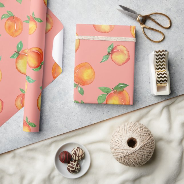 Sweet Summer Peach Pattern Wrapping Paper (Crafts)